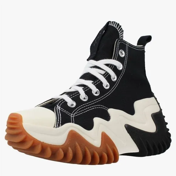 Stylish Black and White High-Top Sneakers