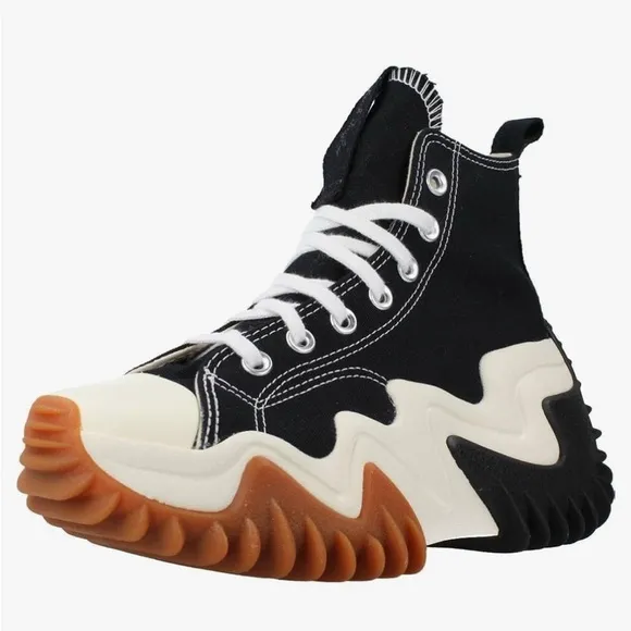 Stylish Black and White High-Top Sneakers