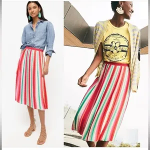 Sunburst pleated skirt in watermelon stripe