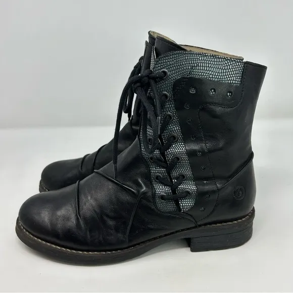 Sundance Casta Black Leather Lace Up Rasta Ankle Boots Size 41 (US Size 10.5)