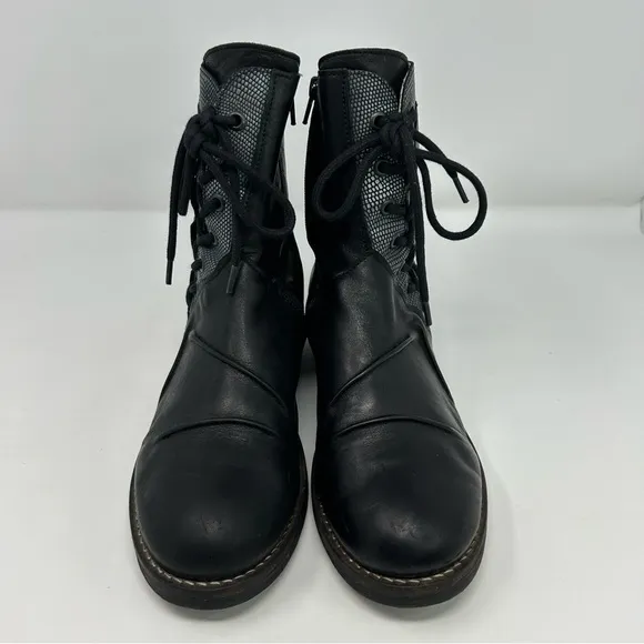 Sundance Casta Black Leather Lace Up Rasta Ankle Boots Size 41 (US Size 10.5)