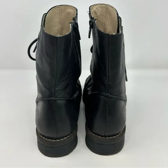 Sundance Casta Black Leather Lace Up Rasta Ankle Boots Size 41 (US Size 10.5)
