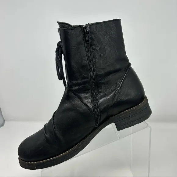 Sundance Casta Black Leather Lace Up Rasta Ankle Boots Size 41 (US Size 10.5)