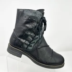 Sundance Casta Black Leather Lace Up Rasta Ankle Boots Size 41 (US Size 10.5)