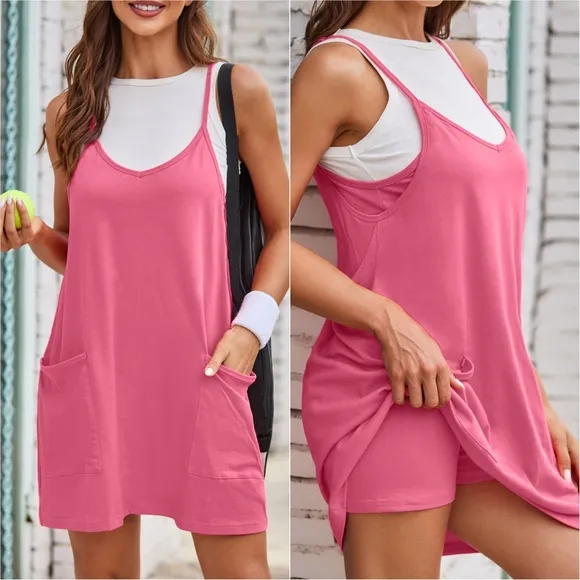 Sunny Day Cami Dress and Shorts Set - Carnation Pink