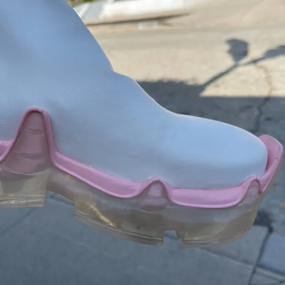 SWEAR real white leather chunky ankle sneakers clear sole