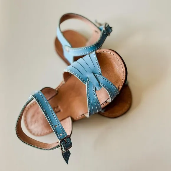 Sz 30/US 1 The Humble Soles Piper Blue Leather Sandals NEW