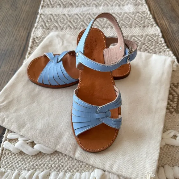 Sz 30/US 1 The Humble Soles Piper Blue Leather Sandals NEW