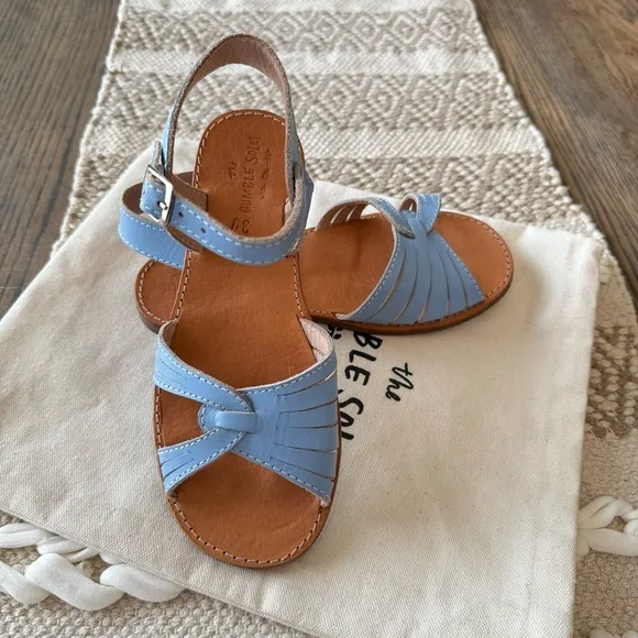 Sz 30/US 1 The Humble Soles Piper Blue Leather Sandals NEW