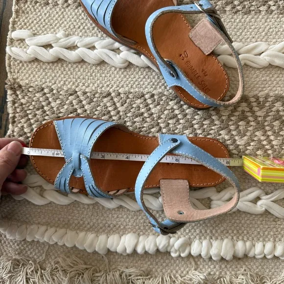 Sz 30/US 1 The Humble Soles Piper Blue Leather Sandals NEW