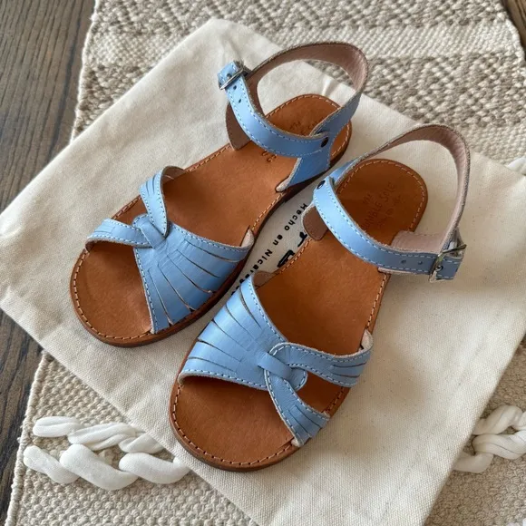 Sz 30/US 1 The Humble Soles Piper Blue Leather Sandals NEW