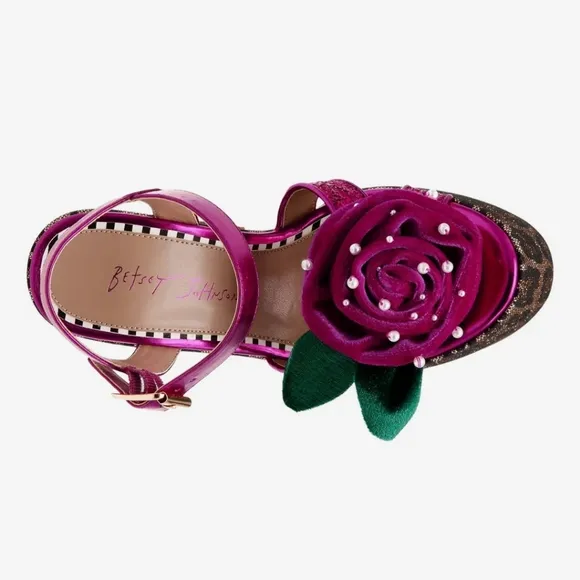 🆕️Sz9 Betsey Johnson Sparkle Leopard Flower Top &quot;Eugene&quot; Platform Block Heel