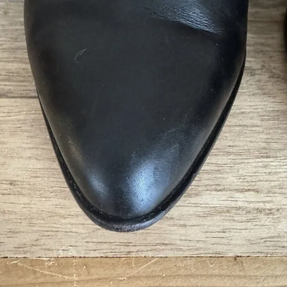 Tabitha Simmons Windle Black Leather Pointy Toe Silver Buckle  Ankle Boot Size 8
