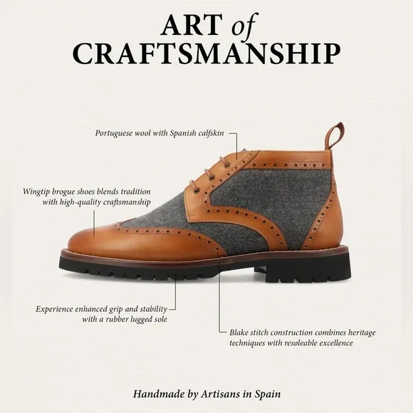 Taft The Livingston Chukka Boots in Grey/Brown. Size 42