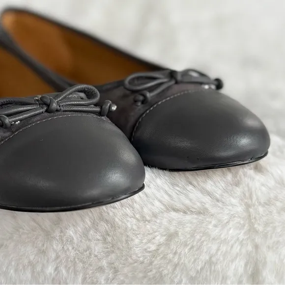 TALBOTS 10.5 11 Blair Studded Suede Ballet Flats in Kendall Grey • Classic Shoes