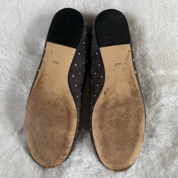 TALBOTS 10.5 11 Blair Studded Suede Ballet Flats in Kendall Grey • Classic Shoes