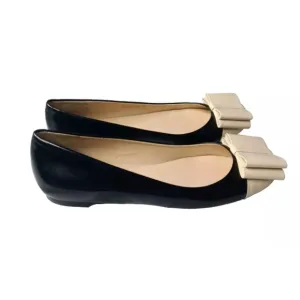 Talbots Layla Flats Women’s Shoes Black White Bow Top Size 6.5 B Retail $119F