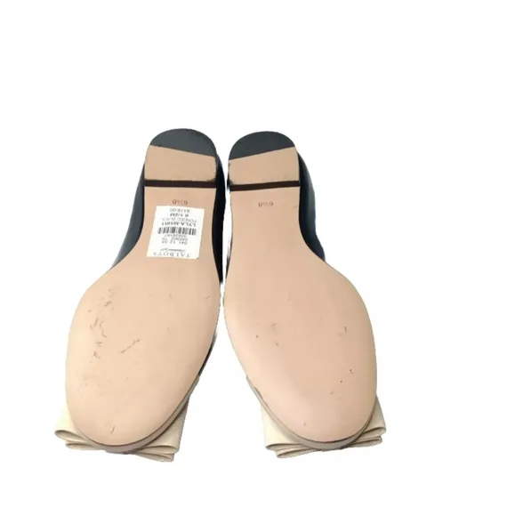 Talbots Layla Flats Women’s Shoes Black White Bow Top Size 6.5 B Retail $119F
