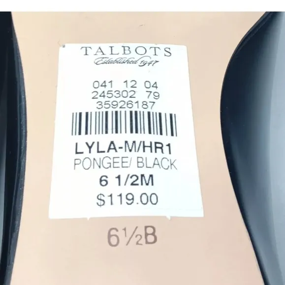 Talbots Layla Flats Women’s Shoes Black White Bow Top Size 6.5 B Retail $119F