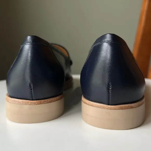 Talbots LEIGHTON BIT NAPPA LOAFERS Navy Classic HorseBit Neutral Preppy Like New