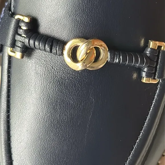 Talbots LEIGHTON BIT NAPPA LOAFERS Navy Classic HorseBit Neutral Preppy Like New