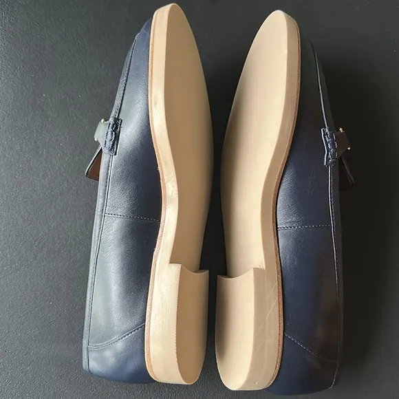 Talbots LEIGHTON BIT NAPPA LOAFERS Navy Classic HorseBit Neutral Preppy Like New