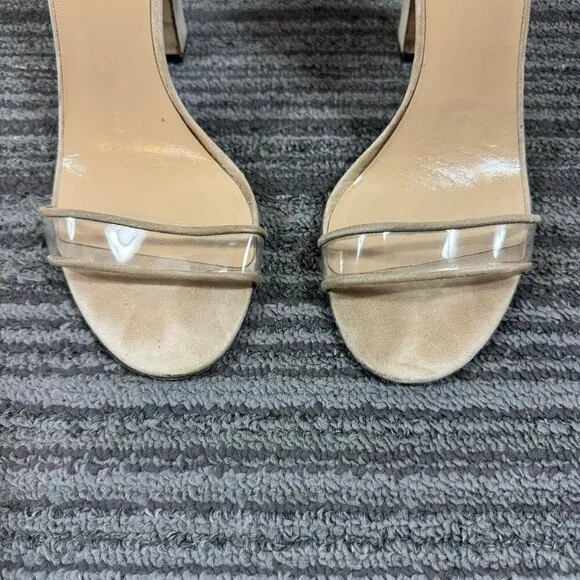 Tamara Mellon Jagger Suede Ankle Strap High Heel Sandals Beige Size 39