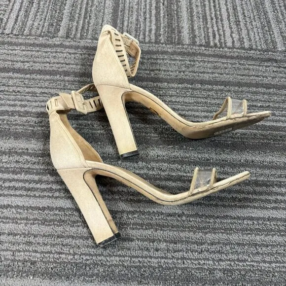 Tamara Mellon Jagger Suede Ankle Strap High Heel Sandals Beige Size 39