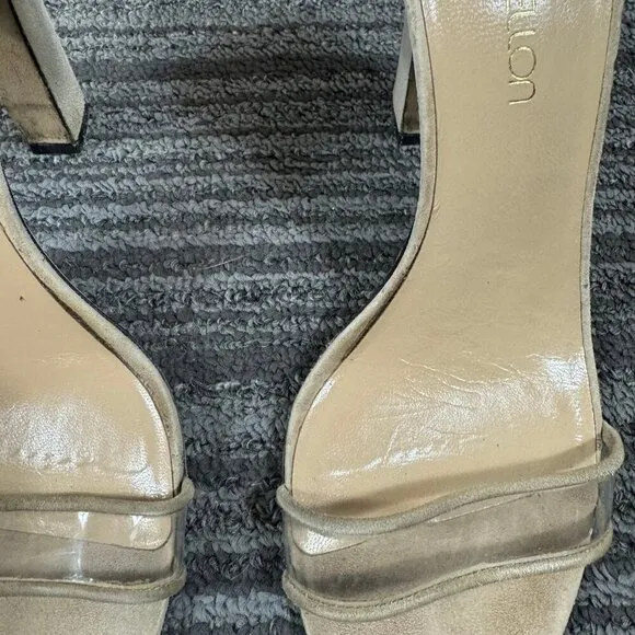 Tamara Mellon Jagger Suede Ankle Strap High Heel Sandals Beige Size 39