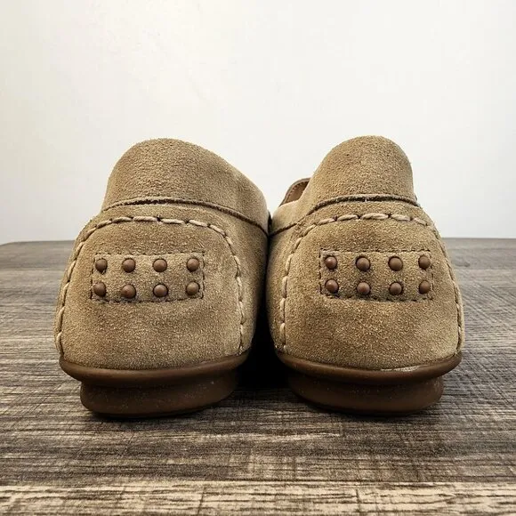 Taos Footwear Bit Moc Beige Suede Leather Loafers Size 9 Neutral Minimalist