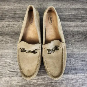 Taos Footwear Bit Moc Beige Suede Leather Loafers Size 9 Neutral Minimalist