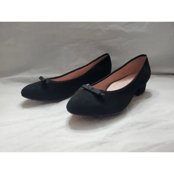 Taryn Rose Freed Kidsuede Leather Flats Size 9M Low Heel Black Preppy Old Money