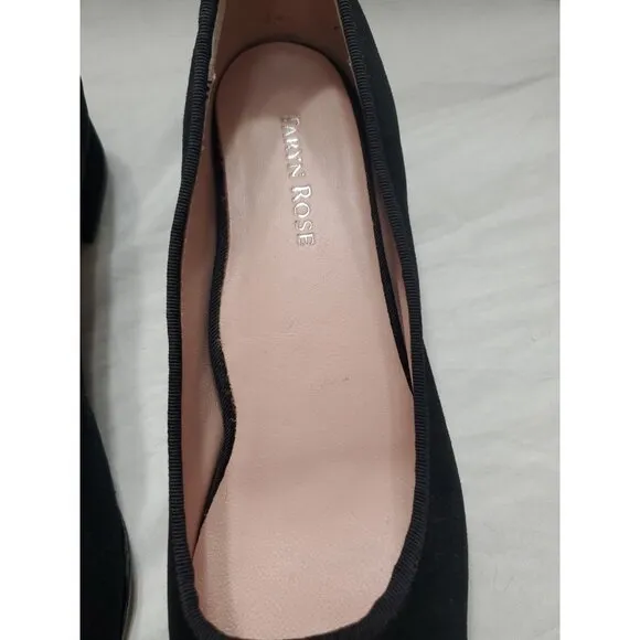 Taryn Rose Freed Kidsuede Leather Flats Size 9M Low Heel Black Preppy Old Money