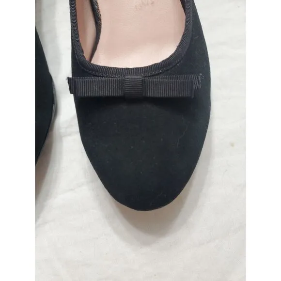 Taryn Rose Freed Kidsuede Leather Flats Size 9M Low Heel Black Preppy Old Money