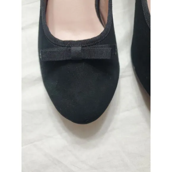 Taryn Rose Freed Kidsuede Leather Flats Size 9M Low Heel Black Preppy Old Money