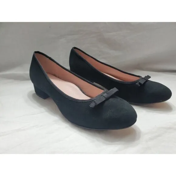 Taryn Rose Freed Kidsuede Leather Flats Size 9M Low Heel Black Preppy Old Money