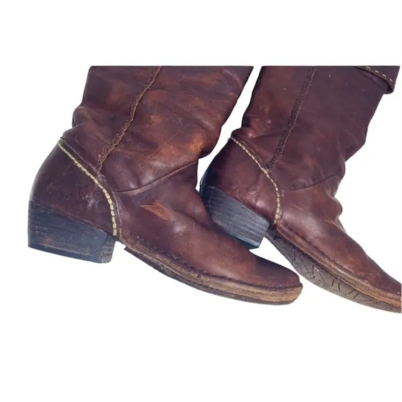 TERRA PLANA Distressed Brown Leather Boots sz 7