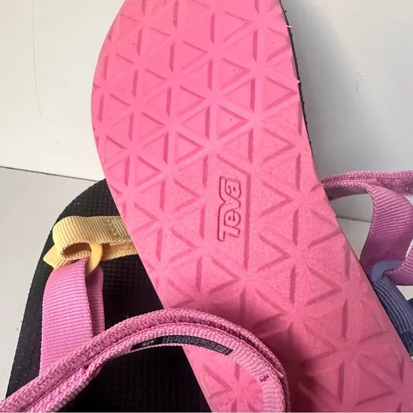 Teva Kids Original Universal Everyday Sandal Light Blue, pink, And Yellow Sz:2