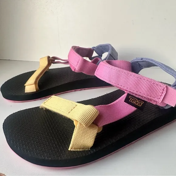 Teva Kids Original Universal Everyday Sandal Light Blue, pink, And Yellow Sz:2