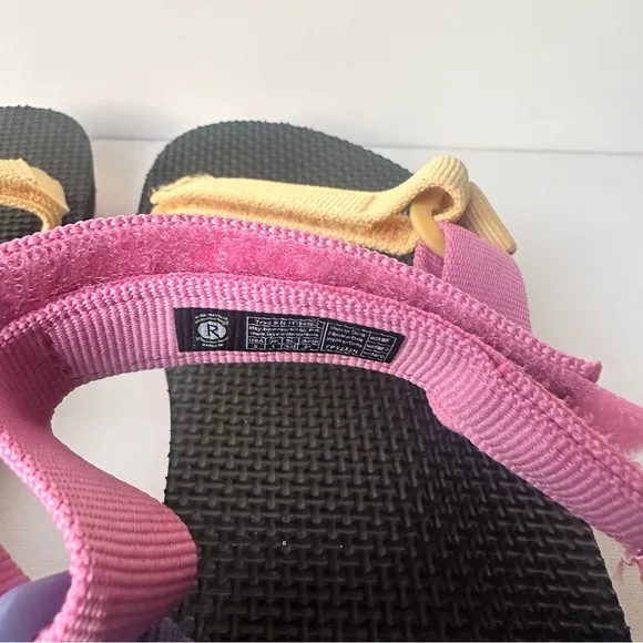 Teva Kids Original Universal Everyday Sandal Light Blue, pink, And Yellow Sz:2