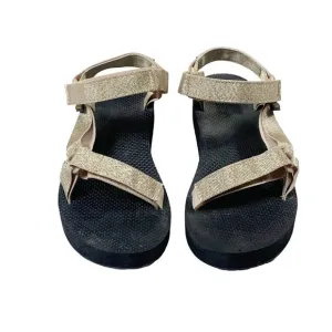 Teva Sandals Flatform Platform Ankle Strap Thong Flip Flop Metallic Gold 10