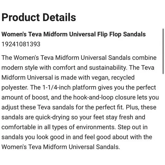 Teva Sandals Flatform Platform Ankle Strap Thong Flip Flop Metallic Gold 10