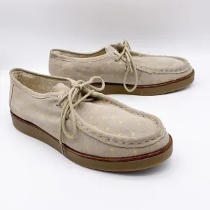 THE GREAT Scout Platform Loafers Taupe Star Print Shearling Lined Suede 10.5