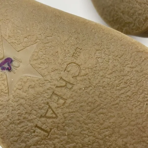 THE GREAT Scout Platform Loafers Taupe Star Print Shearling Lined Suede 10.5