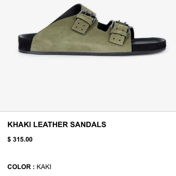 The Kooples Olive Khaki Leather Sandals, size 36