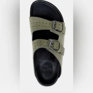 The Kooples Olive Khaki Leather Sandals, size 36