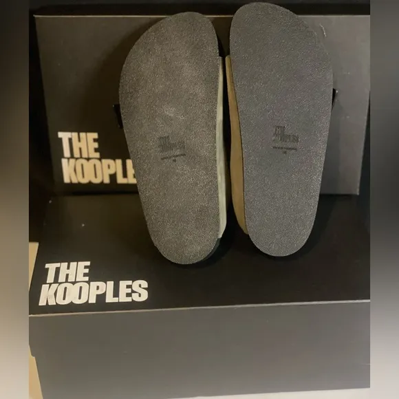 The Kooples Olive Khaki Leather Sandals, size 36