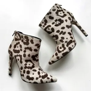 The Mode Collective Animal Print Booties Leopard Pony Hair Ankle Boots