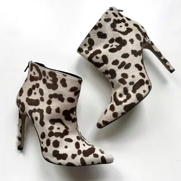 The Mode Collective Animal Print Booties Leopard Pony Hair Ankle Boots