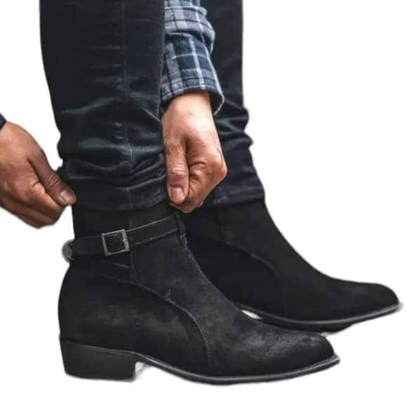 THE RAIL Black Weather Safe Leather Suede Ankle Boots Mens Size 10US/43EU